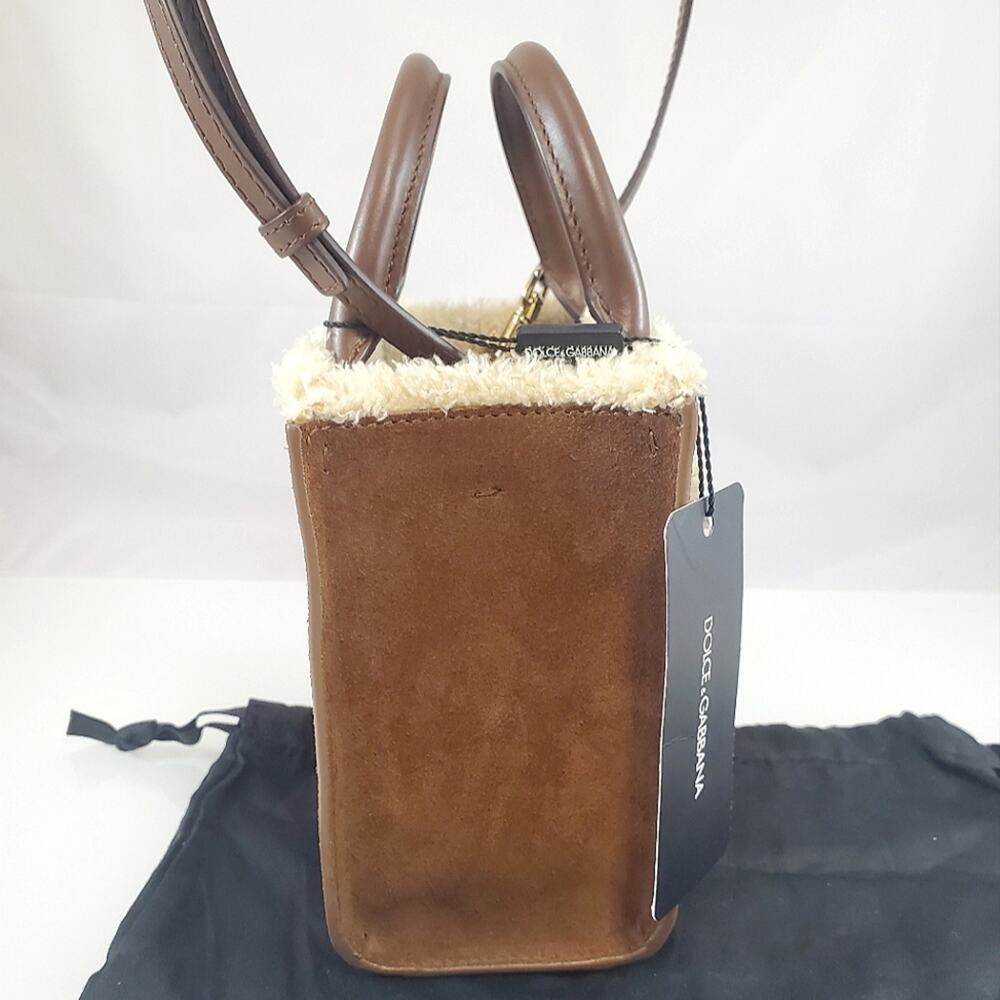 NWD$1645 Dolce & Gabbana Logo DG Faux Suede & Shearling Mini Crossbody Tote Bag - Picture 6 of 16